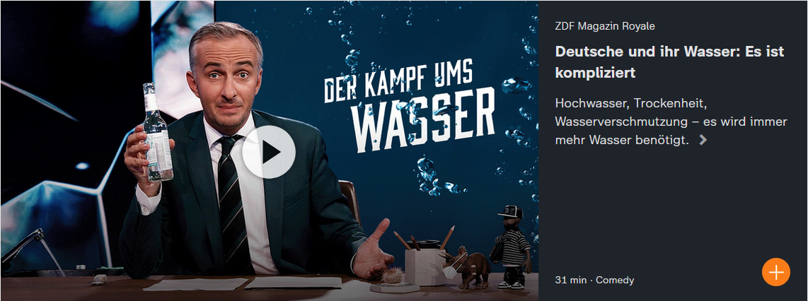 Comedy mit Jan Böhmermann im ZDF zum Thema Wasser