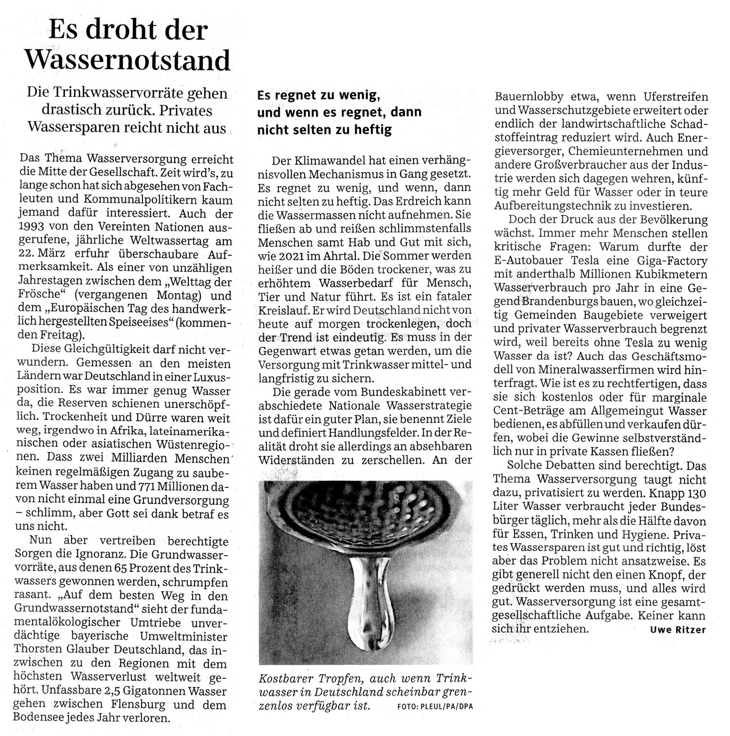 Artikel aus der Süddeutschen Zeitung vom 22. März 2023